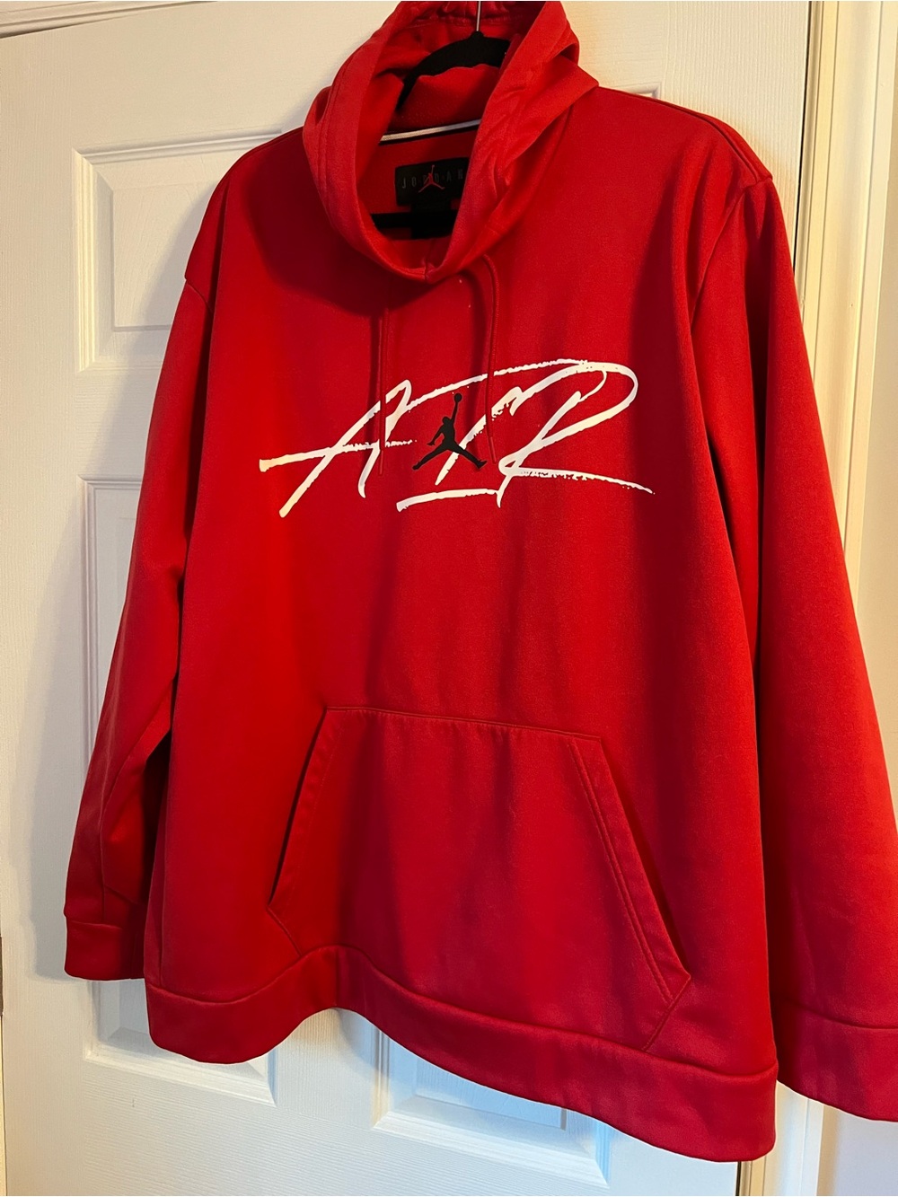 Jordan Red Crewneck Hoodie with White 'Air' Script